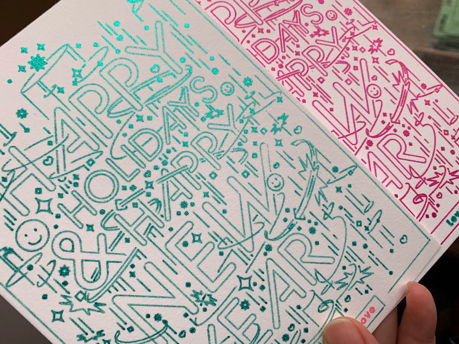 plotted cards with sparkly ink